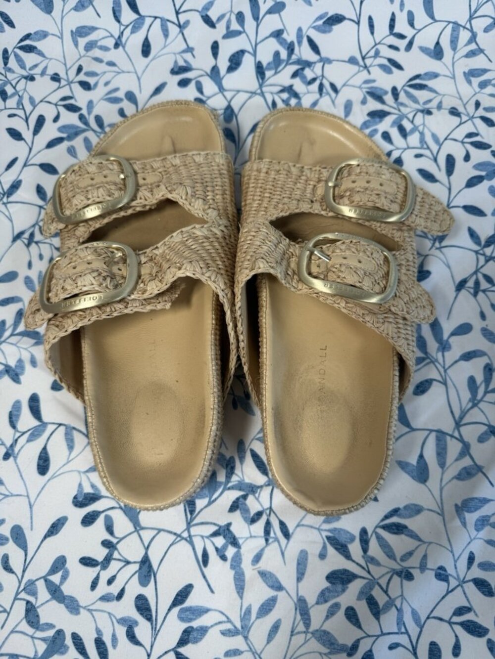 Loeffler Randall Theo Two Strap Chunky Woven Raffia Platform Sandals Size 8 - Picture 5 of 14